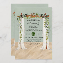 Convites Casamento Moderno Tropical de Beach Sand White