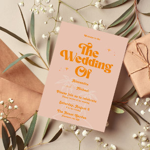 Convites Casamento Moderno Tropical Vibrante Laranja