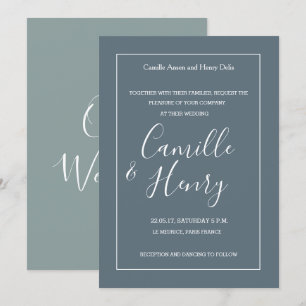 Convites Casamento moderno verde-azul-claro-elegante