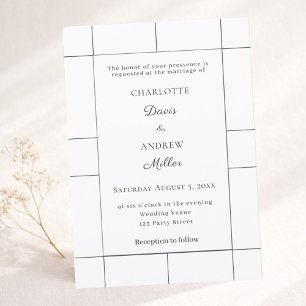 Convites Casamento moderno xadrez preto e branco 