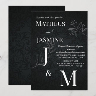 Convites Casamento Monocromático Alemão e Script
