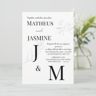 Convites Casamento Monocromático Alemão e Script 