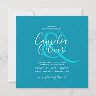Convites Casamento Monocromático Azul-Bondi
