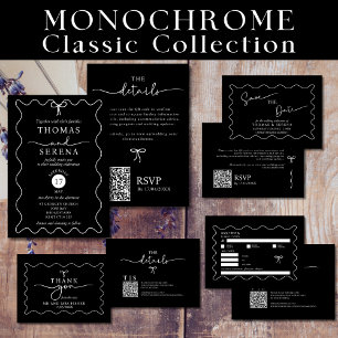 Convites Casamento Monocromático da Curva de Onda de Código