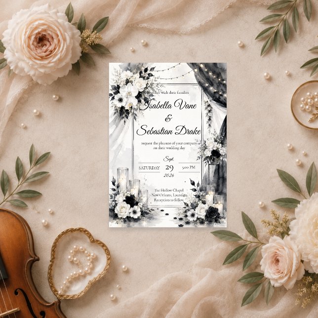 Convites Casamento Monocromático Elegante (Criador carregado)