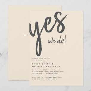 Convites Casamento Monocromático Moderno Beige