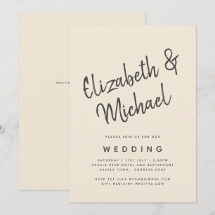 Convites Casamento Monocromático Moderno Beige