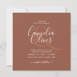 Convites CASAMENTO Monocromático Terracota Escura BUDGET