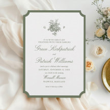 Casamento Monograma Clássico com Bordura em Verde 