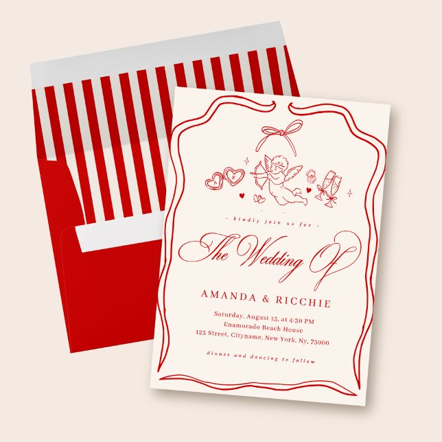 Convites Casamento Monograma Cupido Vintage Querubim Desenh (Criador carregado)