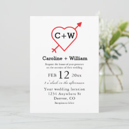 Convites Casamento Monograma De Coração E Seta