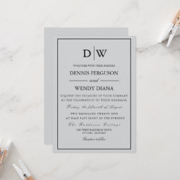Convites Casamento Monograma Minimalista na Fronteira