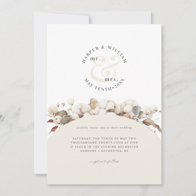 Convites Casamento monograma moderno e monograma (Frente)