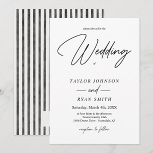 Convites Casamento Monograma Preto Branco Minimalista Moder