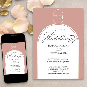 Convites Casamento Monogramado com Caligrafia Elegante em R
