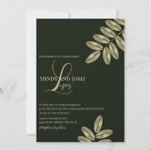 Convites Casamento Monogramado com Ramo Falso Moderno Scrip