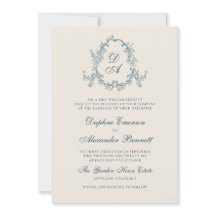 Casamento Monogramado Floral Vintage Azul