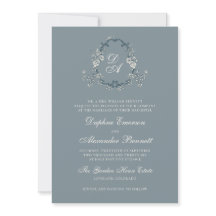Casamento Monogramado Floral Vintage Azul Empoeira