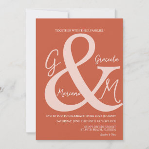 Convites Casamento Monogrammed Ampersand Terracotta Brown