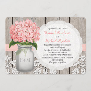 Convites Casamento Monogrammed do Hydrangea do rosa do