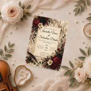 Convites Casamento Moody Gothic Dark Academia