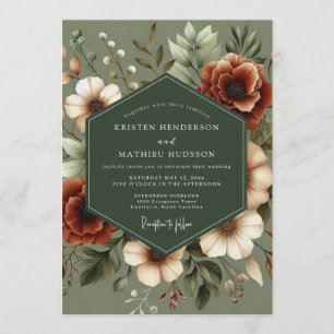 Convites Casamento Moody Harvest em Verde Sage
