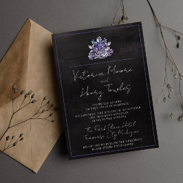 Convites Casamento Moody Purple do Dia das Bruxas Preto Flo
