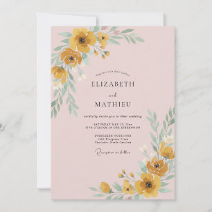 Convites Casamento Mostarda Amarelo Papoula Bege