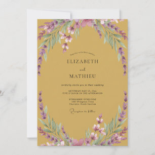 Convites Casamento Mostarda de Madeira Amethyst Wisteria