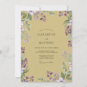 Convites Casamento Mostarda Lilás Pálido Wisteria