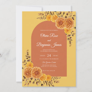 Convites Casamento Mostarda Ocre Calêndula Eucalipto