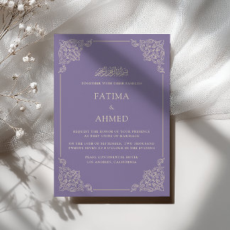 Convites Casamento Muçulmano Antigo Barroco Branco Lavanda