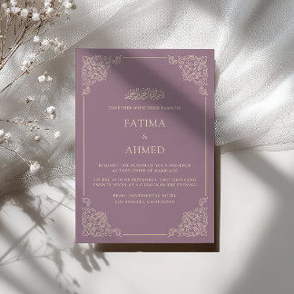 Convites Casamento Muçulmano Antigo Barroco Branco Roxo Emp