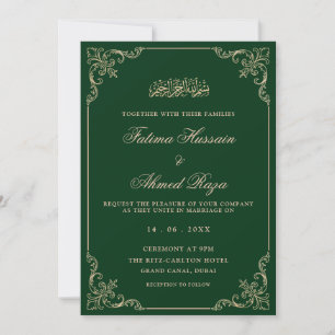 Convites Casamento Muçulmano com Letra Romântica Vintage Gr