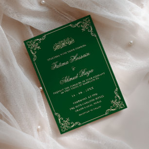 Convites Casamento Muçulmano com Letra Romântica Vintage Gr
