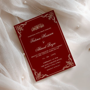 Convites Casamento Muçulmano com Script Romântico Burgundy