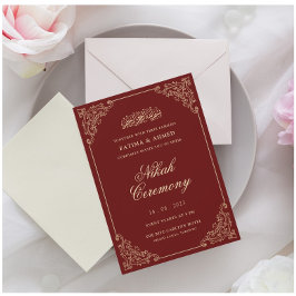 Convites Casamento Muçulmano da Elegante Burgundy Nikah