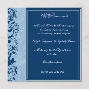 Convites Casamento muçulmano de brocado azul