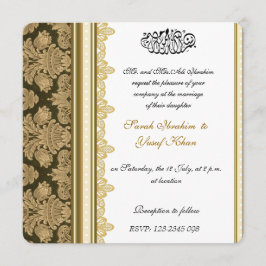 Convites Casamento muçulmano de brocado Dourado do damasco
