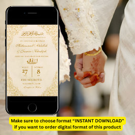 Convites Casamento Muçulmano de Nikah, Frame Dourado do Orn