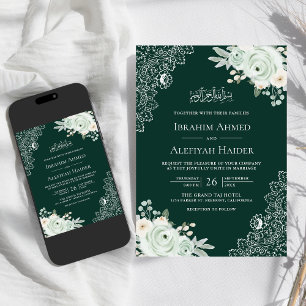 Convites Casamento Muçulmano de Sala Floral de Emerald Gree