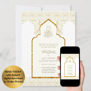 Convites Casamento Muçulmano de WALIMA Nikah Bilíngue Orn