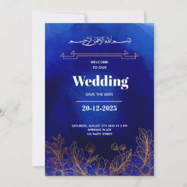 Convites Casamento Muçulmano do Código QR do Lace Dourado d
