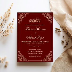Convites Casamento Muçulmano Dourado e Borroco Frame Barroc