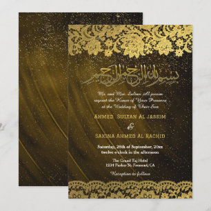 Convites Casamento Muçulmano Dourado Lace