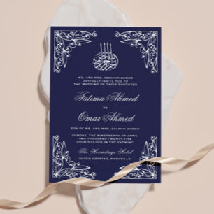 Convites Casamento Muçulmano Islâmico Azul do Marinho Moder