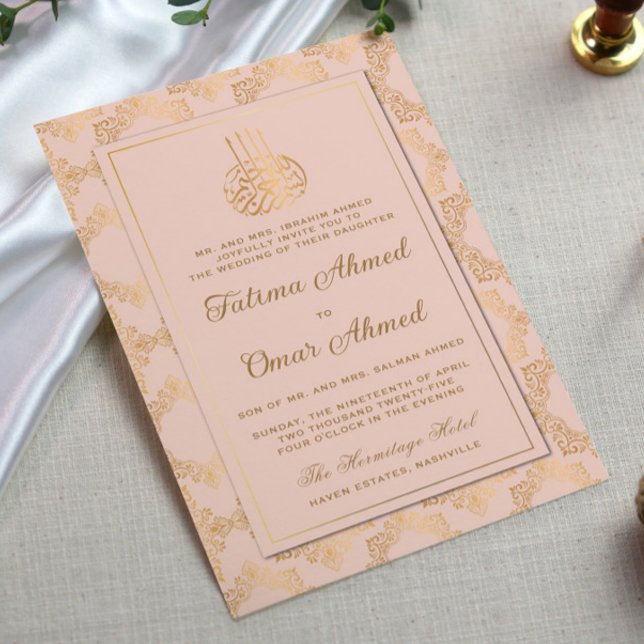 Convites Casamento Muçulmano Islâmico Cor-de-Rosa, Ornament (Criador carregado)