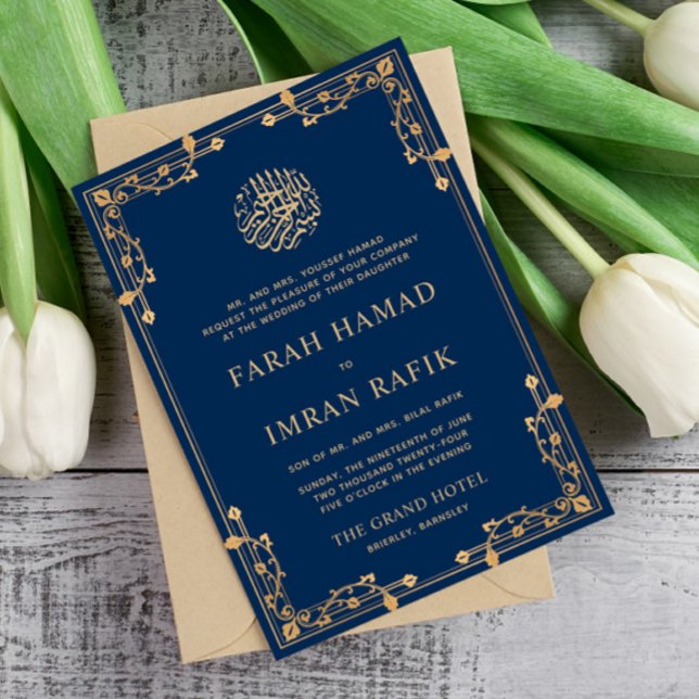 Convites Casamento Muçulmano Islâmico da Fronteira Dourada  (Criador carregado)