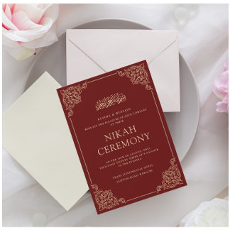 Convites Casamento Muçulmano Islâmico de Nikah Red Burgundy