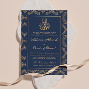 Convites Casamento Muçulmano Islâmico do Marinho Azul do Or
